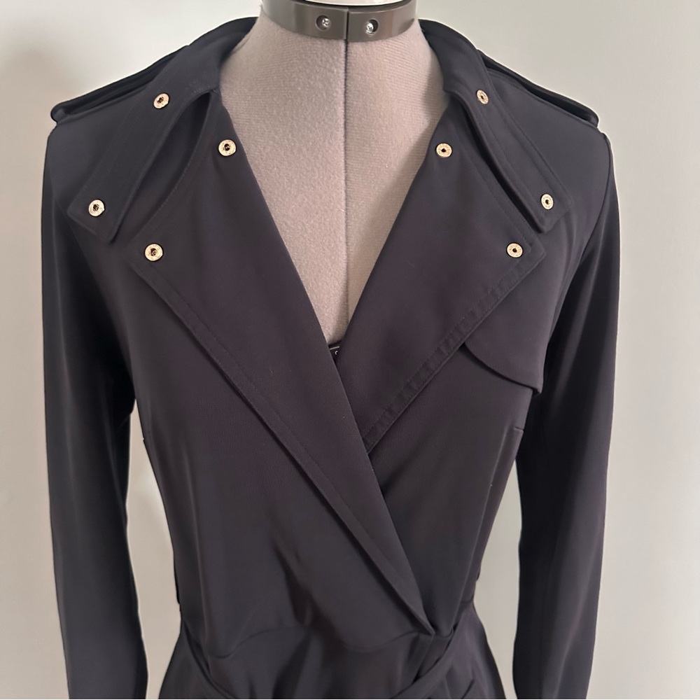 Ann Taylor Dress Women size 4 Dark Blue Knit  Wrap 3/4 Sleeves
